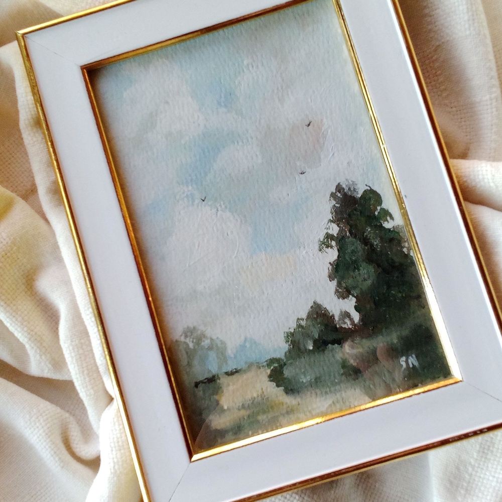 Elegant Landscape Art with Gold Frame